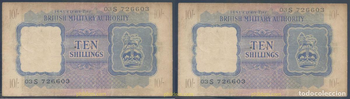 Billetes extranjeros: 4682 GRAN BRETA&Ntilde;A 1943 BRITISH MILITARY AUTHORITY 10 SHILLING 1943