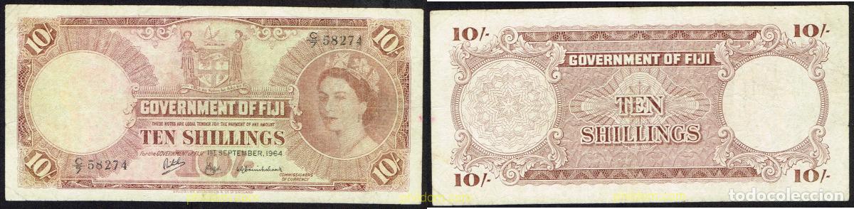 Billetes extranjeros: 4760 FIJI 1964 FIJI 10 SHILLINGS 1964