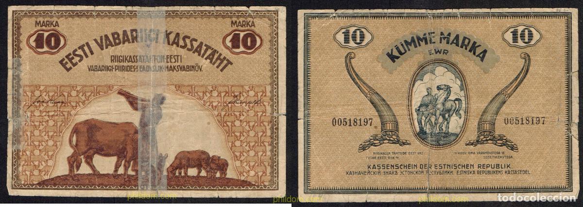 Billetes extranjeros: 4785 ESTONIA 1919 ESTONIA 10 MARKA 1919