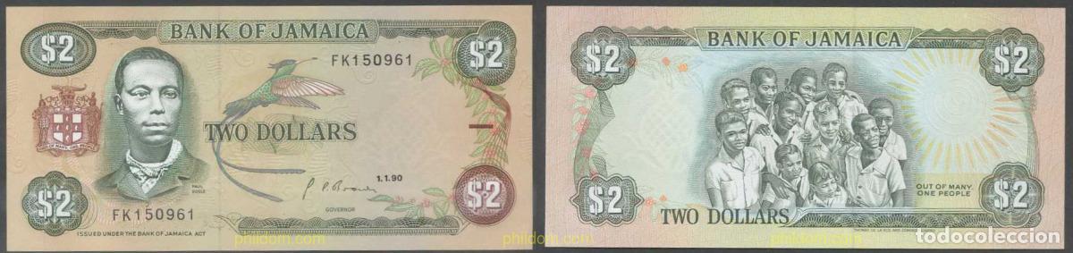 Banconote internazionali: 5435 JAMAICA 1990 JAMAICA 2 DOLLARS 1990