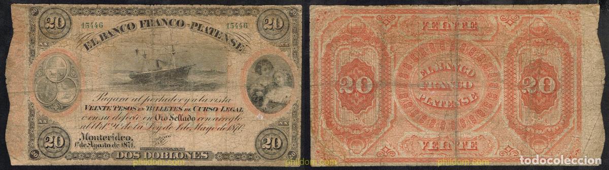 Banconote internazionali: 5479 URUGUAY 1871 URUGUAY 2 DOBLONES 1871