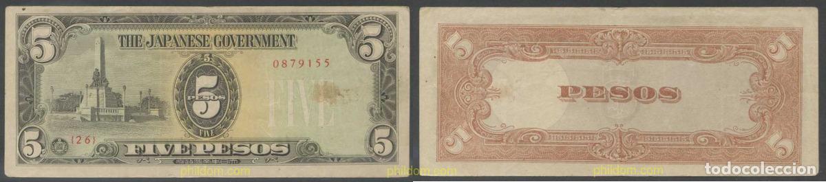 Billets internationaux: 5922 FILIPINAS 1943 PHILIPPINES JAPANESE GOVERNMENT 5 PESOS 1943