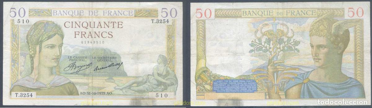 Billets internationaux: 5964 FRANCIA 1935 FRANCE 50 FRANCS 1935