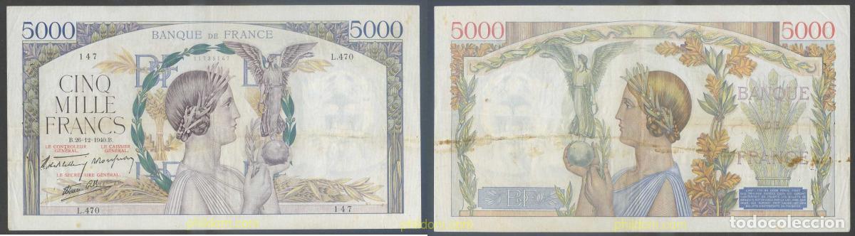 Billets internationaux: 5972 FRANCIA 1940 FRANCE 5000 FRANCS 1940