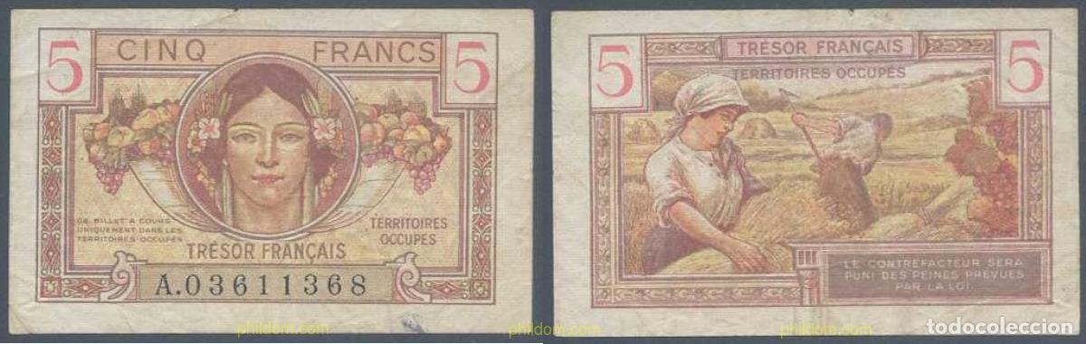 Billetes extranjeros: 6025 FRANCIA 1947 FRANCE 5 FRANCS TRESOR 1947