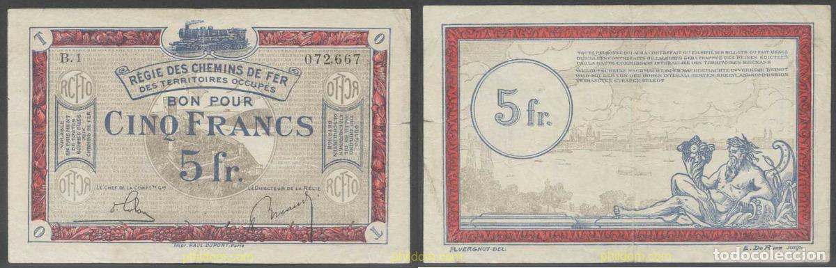 Billetes extranjeros: 6024 FRANCIA 1923 FRANCE 5 FRANCS CHEMIS DE FER 1923