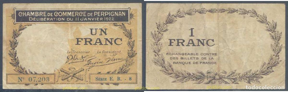 Billetes extranjeros: 6032 FRANCIA 1922 FRANCE 1 FRANC 1922 PERPIGNAN