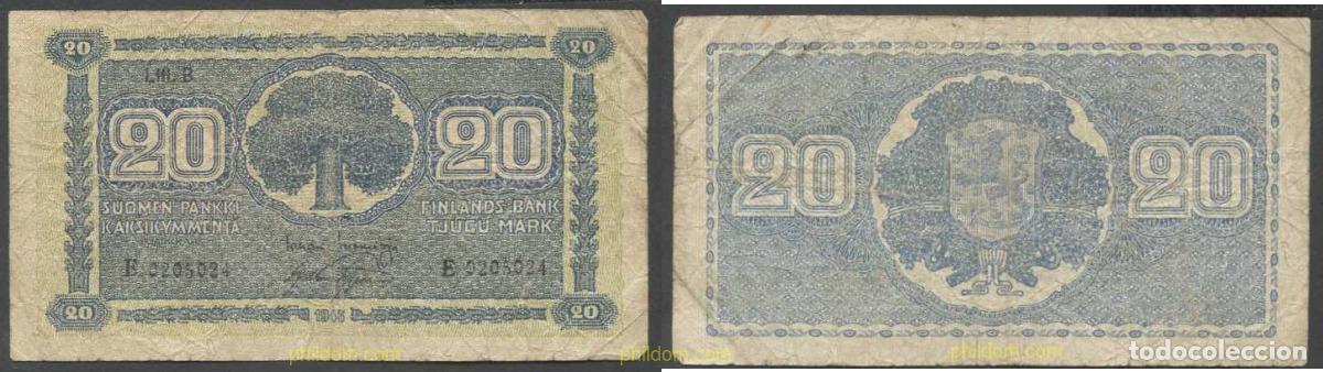 Billetes extranjeros: 6048 FINLANDIA 1945 FINLANDIA 1945 20 MARKAA