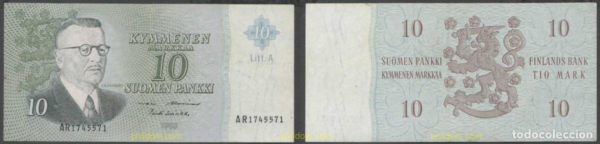Billetes extranjeros: 6056 FINLANDIA 1963 FINLANDIA 1963 10 MARKKAA