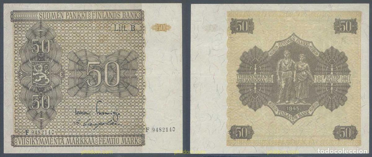 Billetes extranjeros: 6051 FINLANDIA 1945 FINLAND 50 MARK 1945