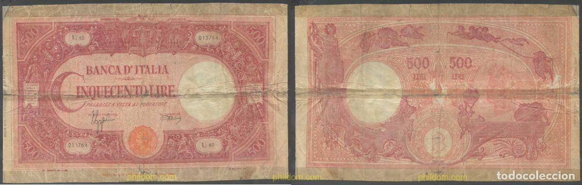 Billetes extranjeros: 6075 ITALIA 1943 ITALIA 500 LIRE 1943