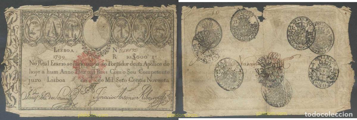Banconote internazionali: 6734 PORTUGAL 1799 PORTUGAL 1799 (1828) 10$000 REIS