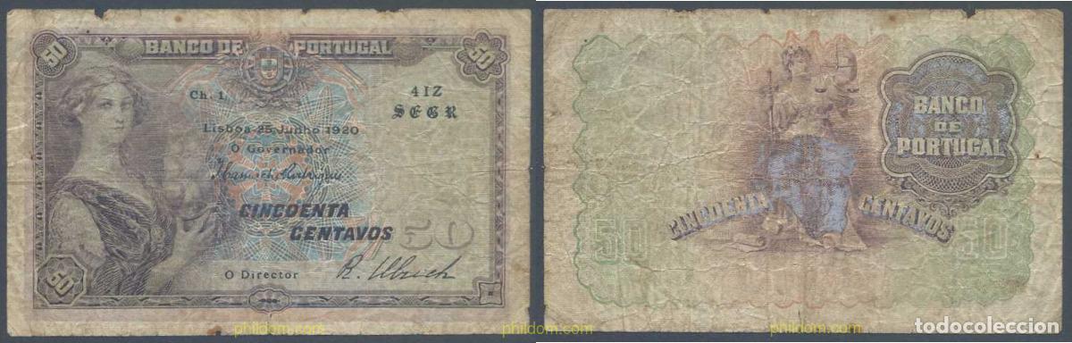 Banconote internazionali: 6741 PORTUGAL 1920 PORTUGAL 1920 50 CENTAVOS