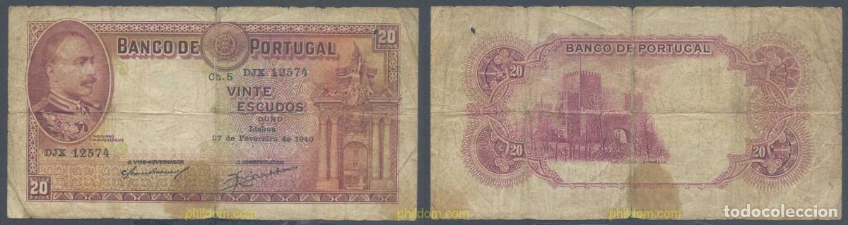 Banconote internazionali: 6753 PORTUGAL 1940 PORTUGAL 1940 20 ESCUDOS