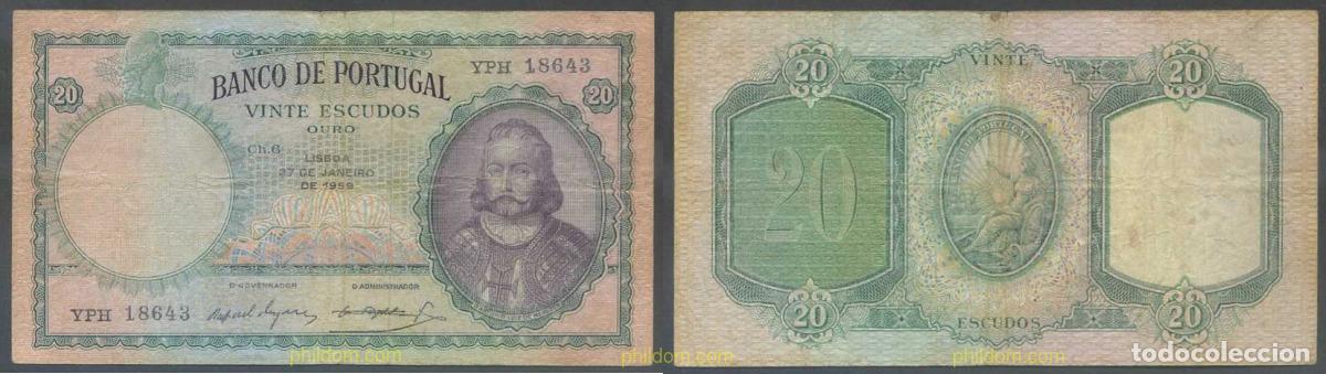 Banconote internazionali: 6757 PORTUGAL 1959 PORTUGAL 1959 20 ESCUDOS