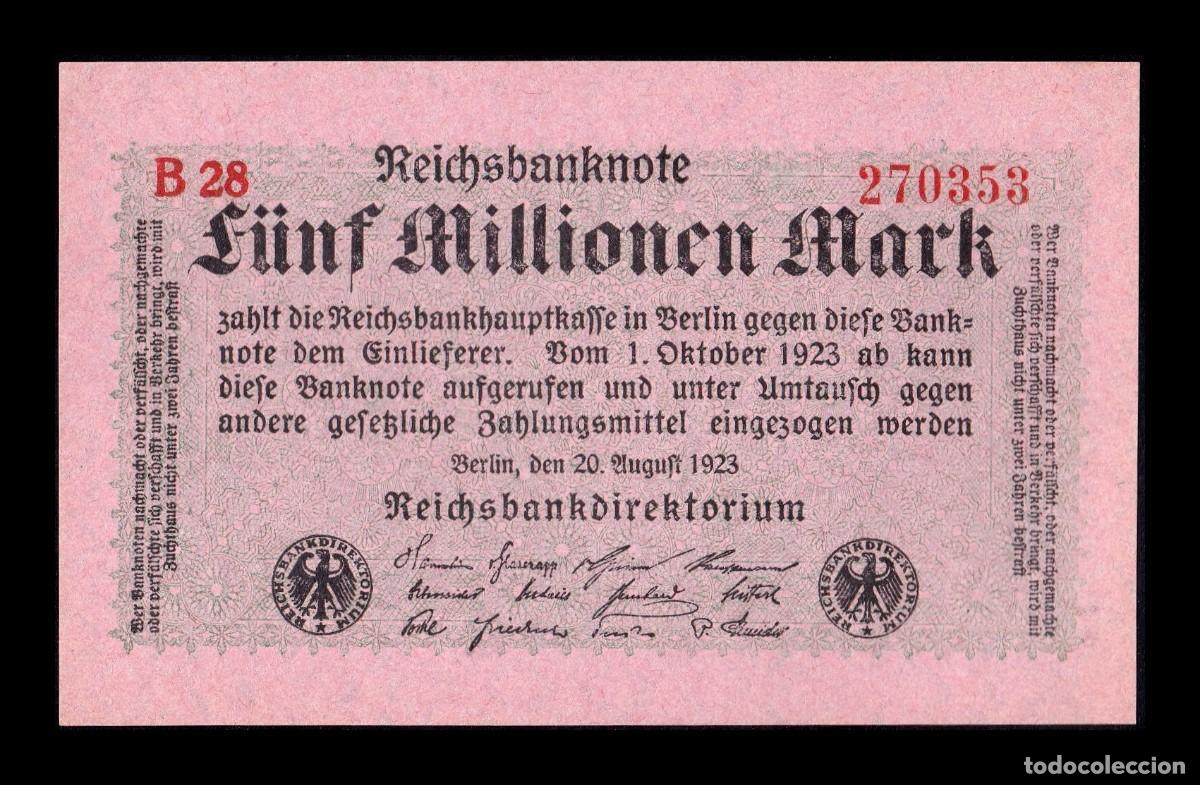 Billetes extranjeros: Alemania 5000000 Marcos 1927 Pick 105(2) Sc- aUnc