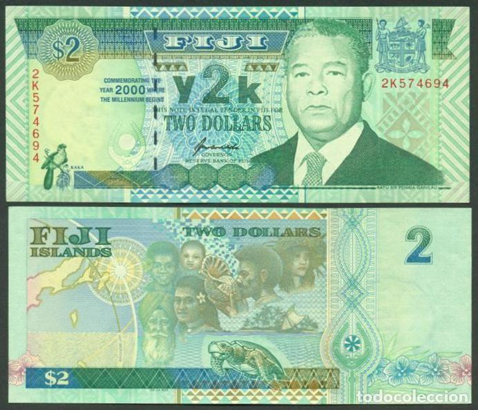 Billetes extranjeros: FIJI (FIYI). Conmemorativo 2 dolares 2000. Pick 104. Millenium.