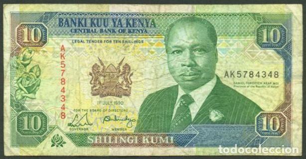 Billetes extranjeros: KENIA (KENYA). 10 shilingi 1.7. 1990