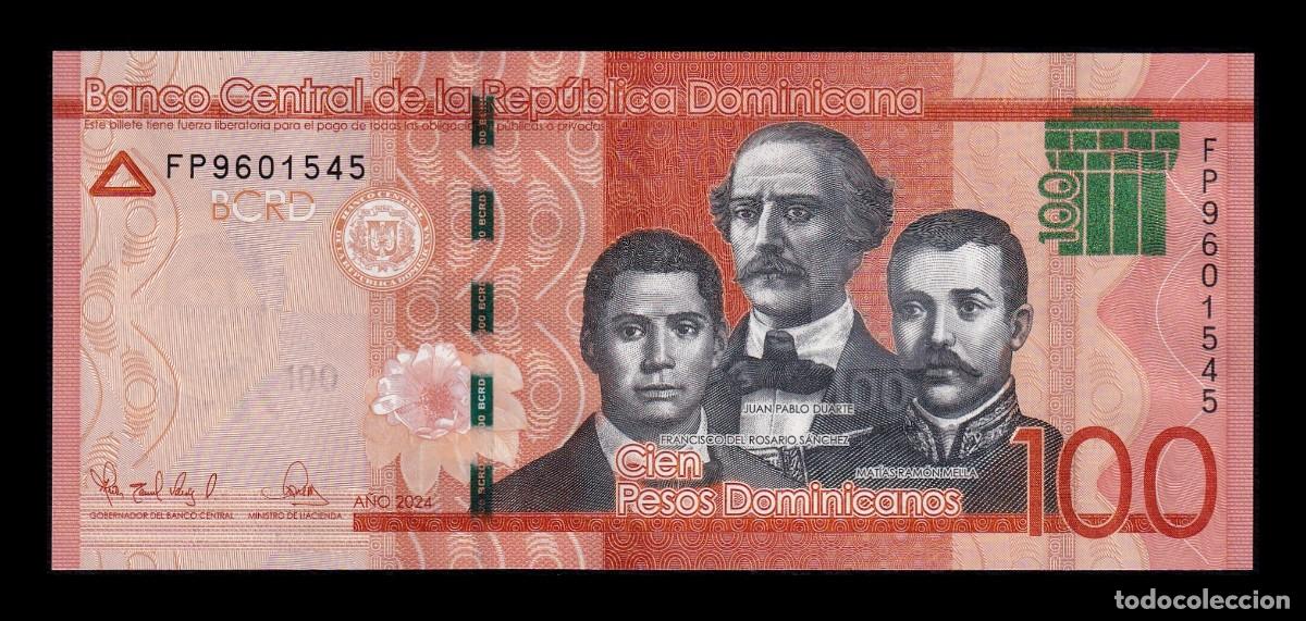 Billetes extranjeros: Rep&uacute;blica Dominicana 100 Pesos Dominicanos 2023 Pick 190i Sc Unc