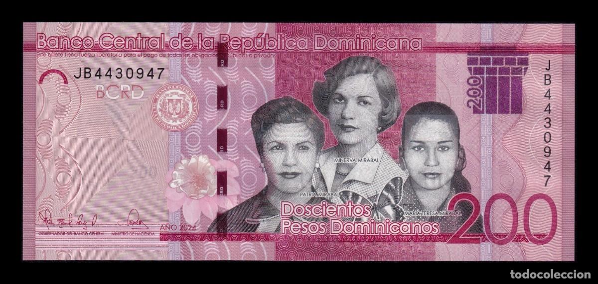 Billetes extranjeros: Rep&uacute;blica Dominicana 200 Pesos Dominicanos 2024 Pick 191i Sc Unc