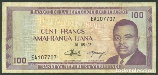 Billetes extranjeros: BURUNDI. 100 francs 01.05.1993