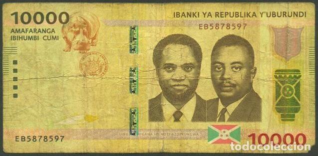 Billetes extranjeros: BURUNDI. 10000 francs 2015.