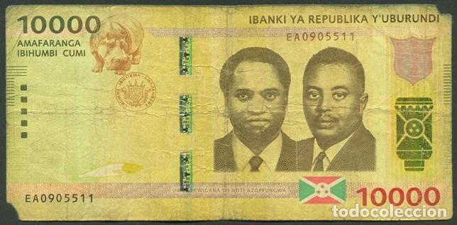 Billetes extranjeros: BURUNDI. 10000 francs 2015.