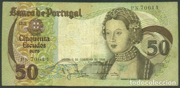 Billetes extranjeros: PORTUGAL. 50 escudos 1.2.1980. 2 letras en el prefijo.