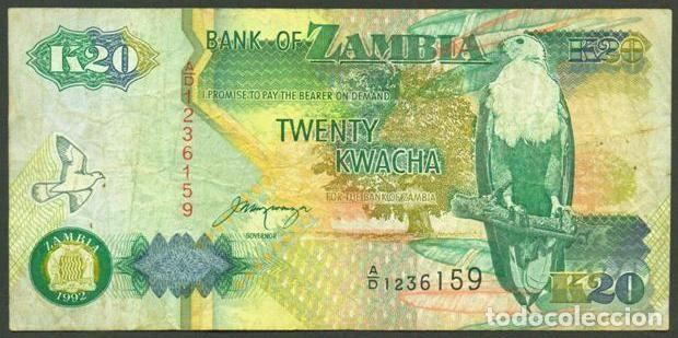 Billetes extranjeros: ZAMBIA. 20 kwacha 1992.