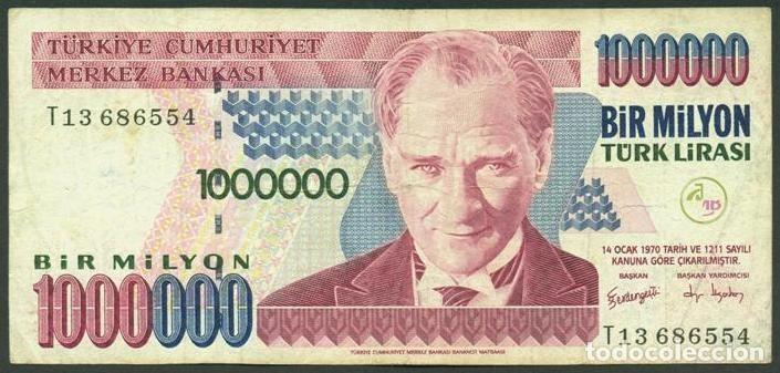 Billetes extranjeros: TURQUIA. 1000000 lira L.1970 (2002). Pick 213. Serie T.
