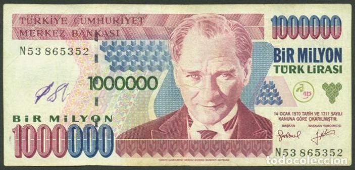 Billetes extranjeros: TURQUIA. 1000000 lira L.1970 (1995). Pick 209. Serie N.