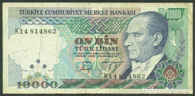 Billetes extranjeros: TURQUIA. 10000 lira L.1970 (1989). Serie K. Pick 200.