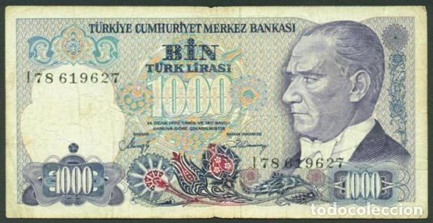 Billetes extranjeros: TURQUIA. 1000 lira L.1970 (1986). Pick 196. Serie I.