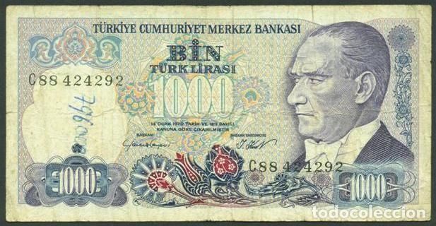 Billetes extranjeros: TURQUIA. 1000 lira L.1970 (1986). Pick 196. Serie C.
