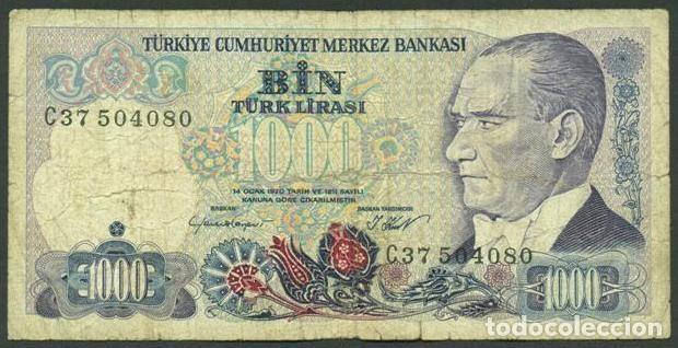 Billetes extranjeros: TURQUIA. 1000 lira L.1970 (1986). Pick 196. Serie C.