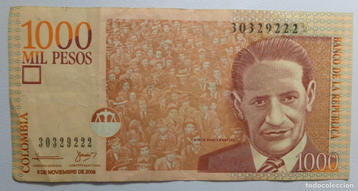 Billetes extranjeros: BILLETE 1000 PESOS COLOMBIANOS. COLOMBIA 2006