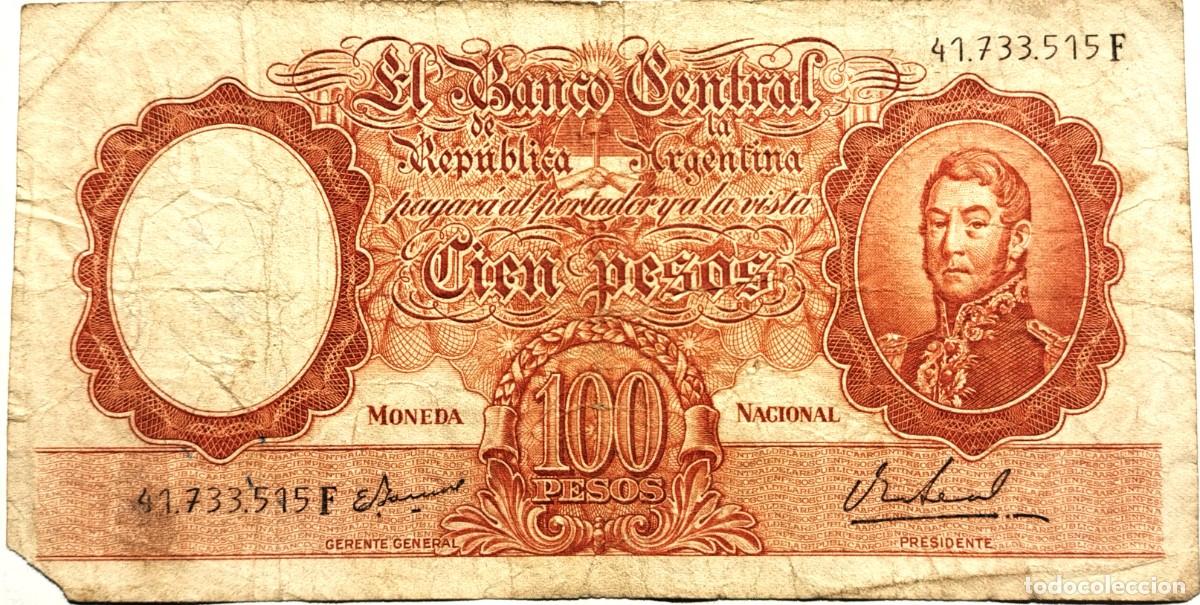 Billetes extranjeros: ARGENTINA (1968) - 100 PESOS MONEDA NACIONAL - 41.733.515 F - PICK#277 - B