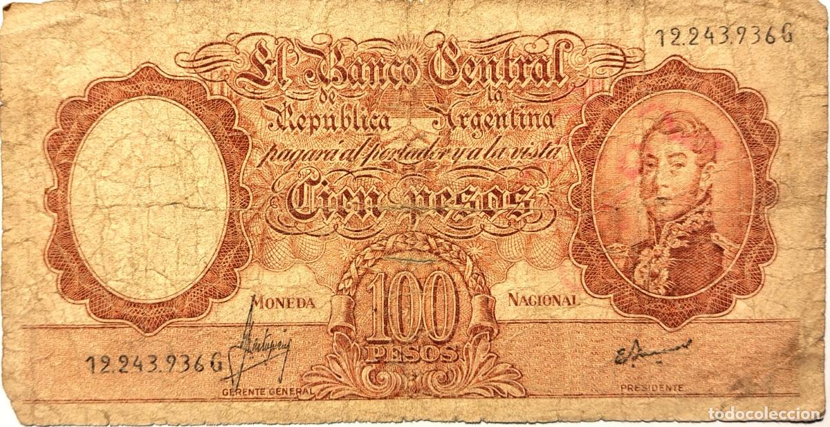 Billetes extranjeros: ARGENTINA (1969) - 100 PESOS MONEDA NACIONAL - 12.243.936 G - PICK#277 - B