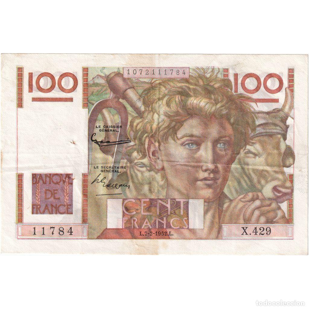 Billetes extranjeros: [#197110] Francia, 100 Francs, Jeune Paysan, 1952-02-07, X.429, MBC