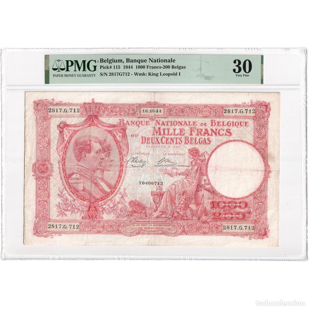Billetes extranjeros: [#377598] B&eacute;lgica, 1000 Francs-200 Belgas, 1944-10-16, VF 30, PMG