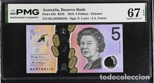 Billetes extranjeros: AUSTRALIA * BILLETE 5 DOLLARS 2018 * PMG-67 EPQ (IC-1906)