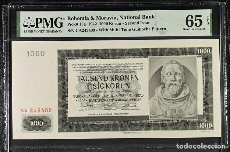 Billetes extranjeros: BOHEMIA & MORAVIA * BILLETE 1000 KORUN 1942 * PMG-65 EPQ (IC-1907)