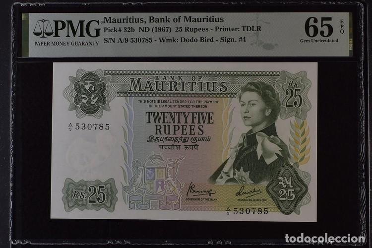 Billetes extranjeros: MAURICIO * BILLETE 25 RUPIAS 1967 * PMG-65 EPQ (IC-1908)