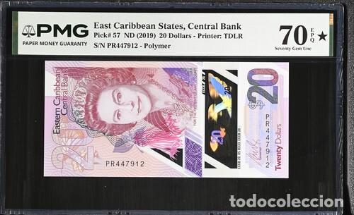 Billetes extranjeros: ESTADOS DEL CARIBE ORIENTAL * BILLETE 20 DOLLARS 2019 * PMG-70*TOP POP EPQ (IC-1910)
