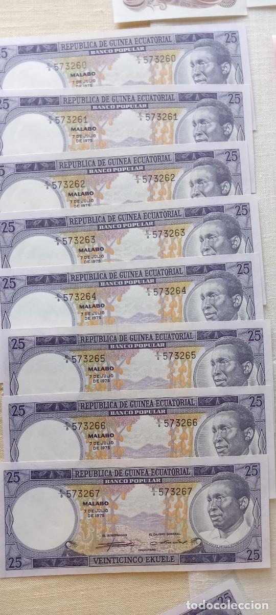 Billetes extranjeros: Colecci&oacute;n billetes de Guinea Ecuatorial, a&ntilde;os 1975, 1979 (Ekueles y Bipkweles) Plancha-correlativos