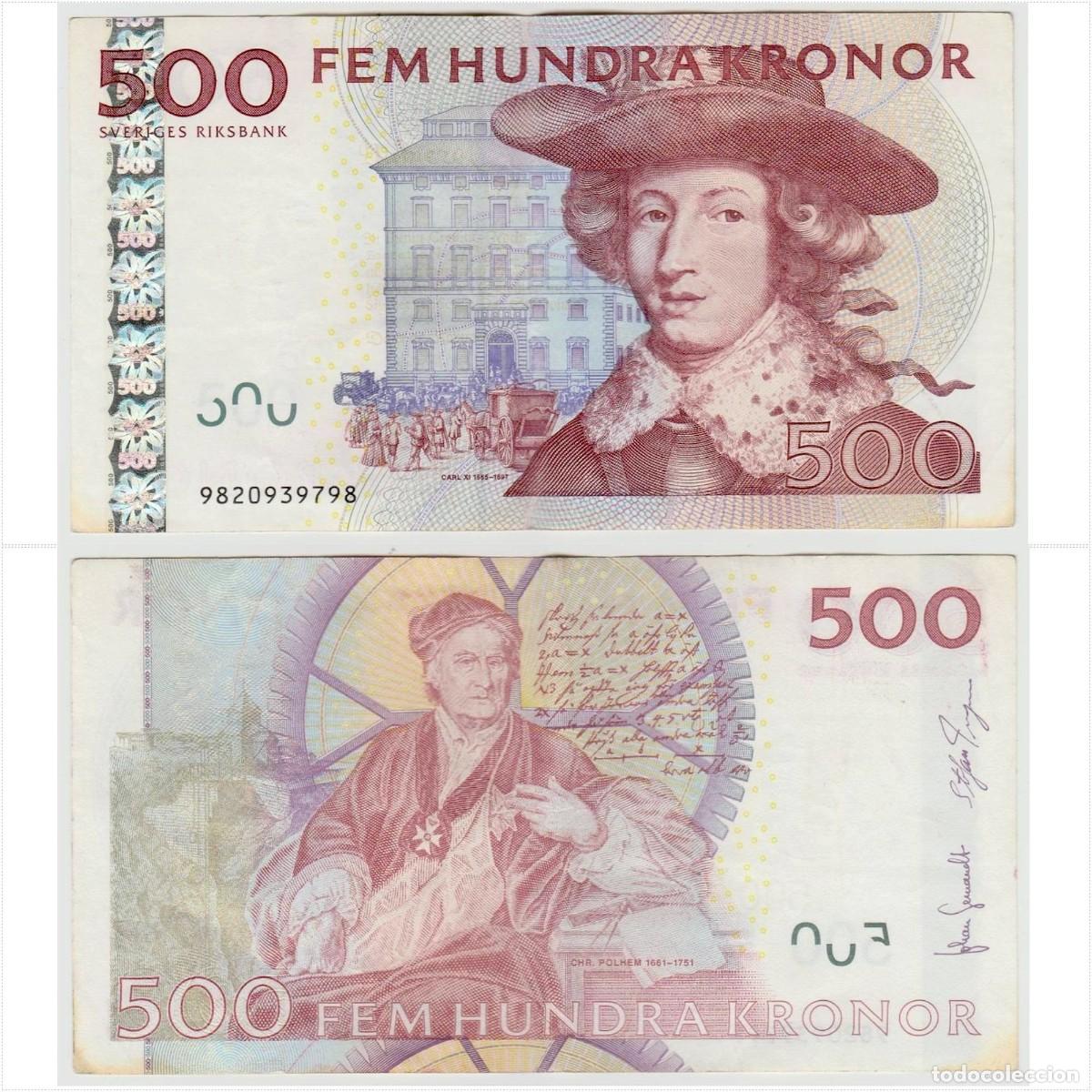 Billetes extranjeros: Suecia 500 Coronas n/s 9820939798 Circulado (el billete de la foto)