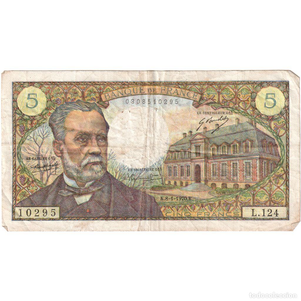 Billetes extranjeros: [#1243178] Francia, 5 Francs, Pasteur, 1970-01-08, L.124, BC