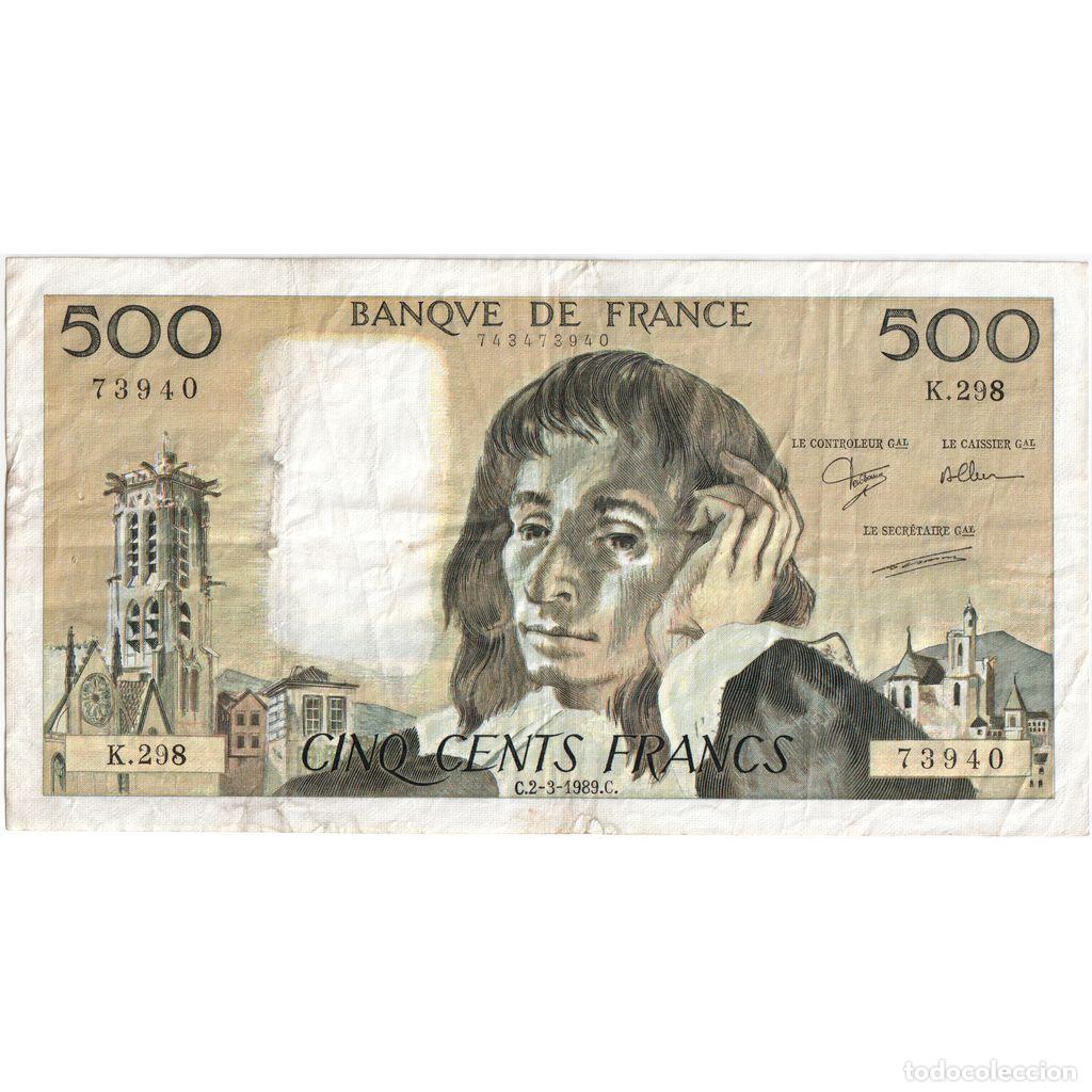 Billetes extranjeros: [#1242677] Francia, 500 Francs, Pascal, 1989-03-02, K.298, BC+