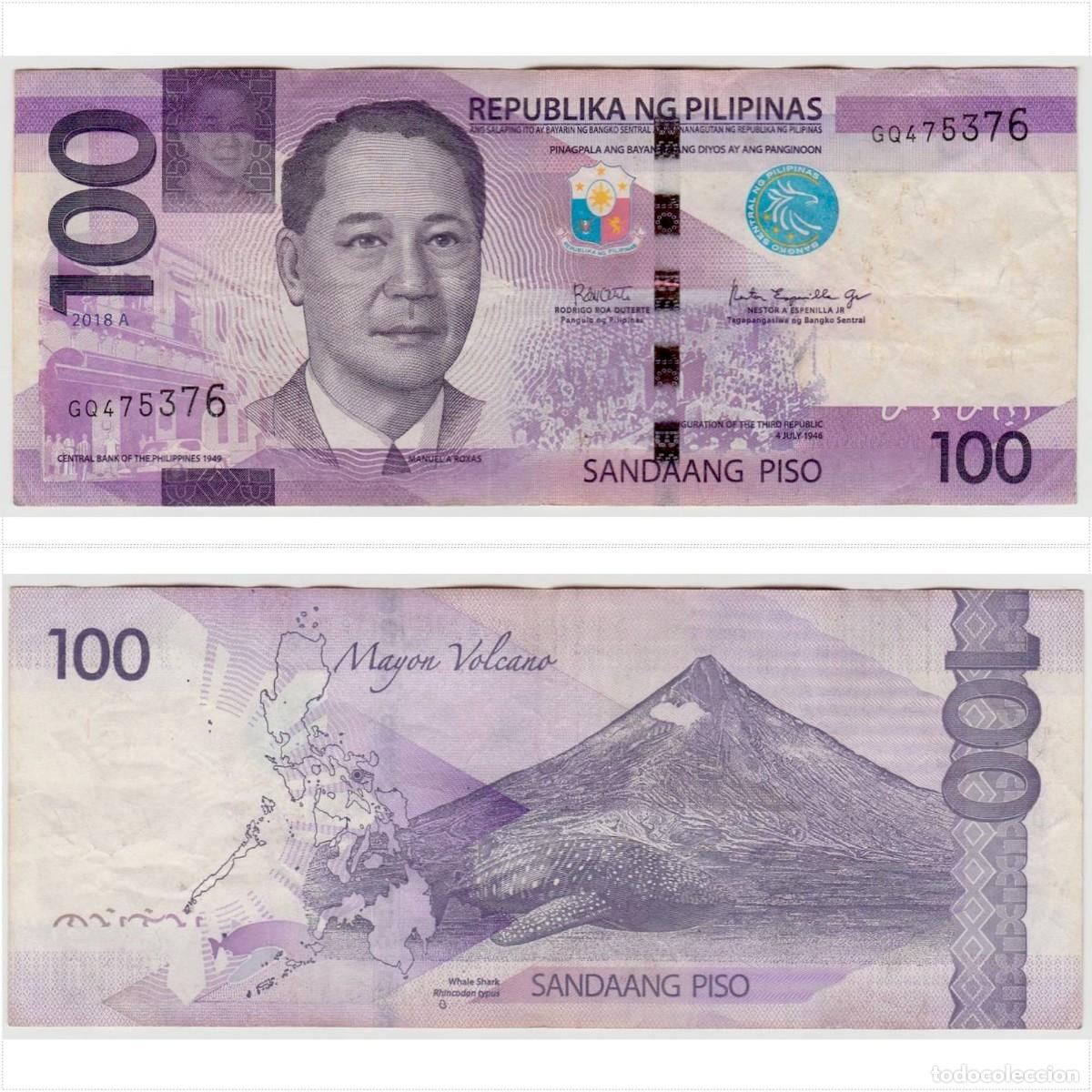 Billetes extranjeros: Filipinas 100 Pesos 2018A n/s GQ475376 Circulado (el billete de la foto)
