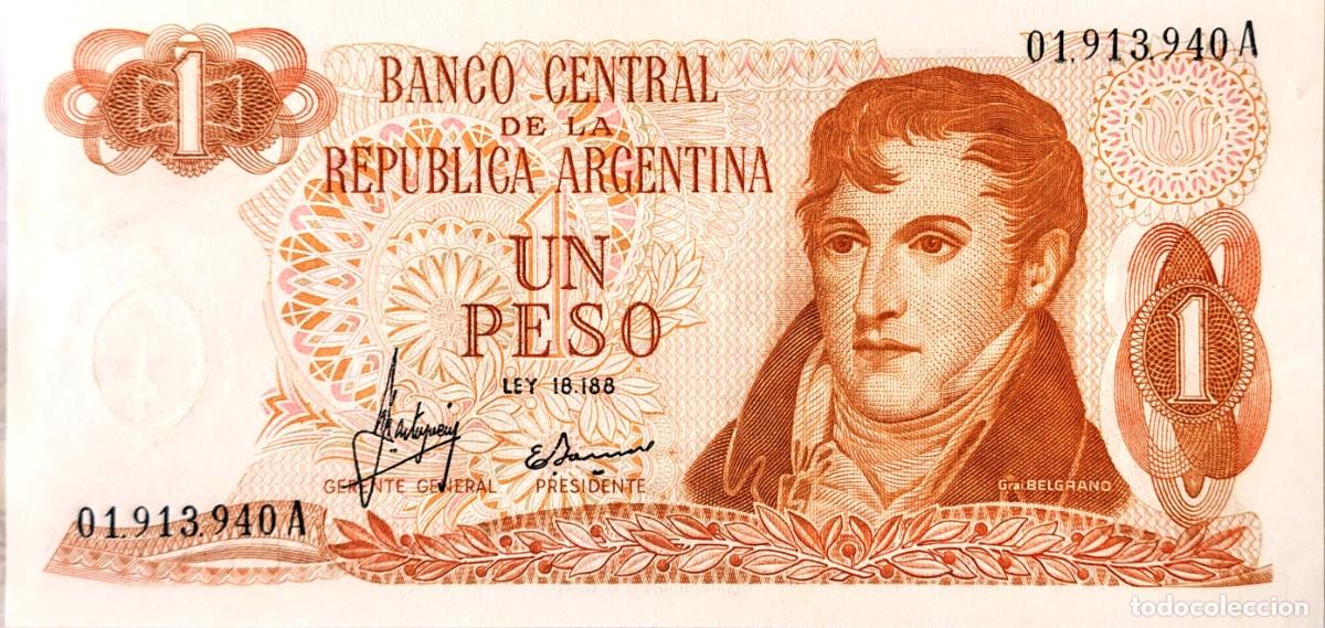 Billetes extranjeros: ARGENTINA (1970) - 1 PESO LEY 18.188 - 01.913.940 A - PICK#287 - SC